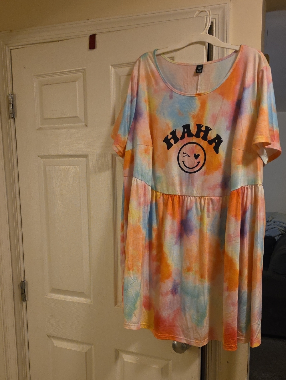 SHEIN Tie-Dye Mini Dress in Orange, Blue, Pink